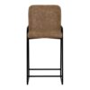 Suze Barstool Chair, Arched Back, Black Iron, Cognac Brown Faux Leather