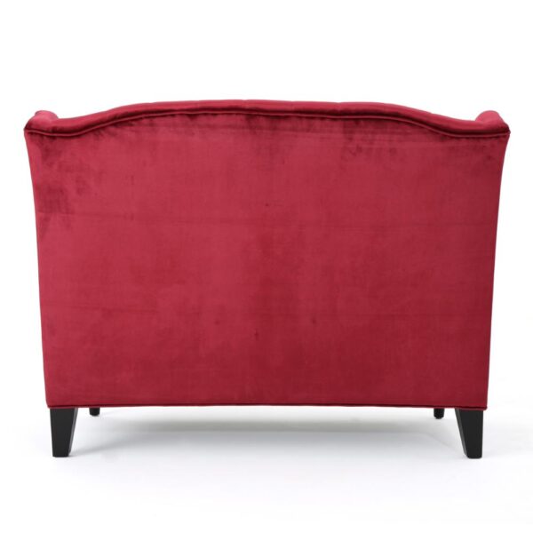 Lanny Loveseat Settee Wingback Bench Bench 50 Inch Tufted Wine Red Velvet