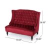 Lanny Loveseat Settee Wingback Bench Bench 50 Inch Tufted Wine Red Velvet