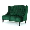 150220266991e7d7933a9.jpeg Lanny Loveseat Settee, Wingback Bench 50 Inch Wood, Tufted Green Velvet