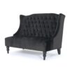 150220266991e7e1c5f39.jpeg Lanny Loveseat Settee, Wingback Bench 50 Inch Wood, Tufted Black Velvet