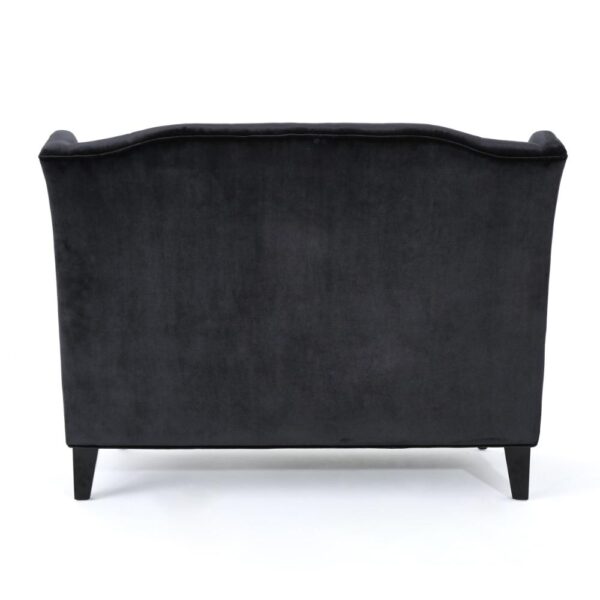150220266991e7e6759b3.jpeg Lanny Loveseat Settee, Wingback Bench 50 Inch Wood, Tufted Black Velvet
