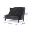 150220266991e7e8273ba.jpeg Lanny Loveseat Settee, Wingback Bench 50 Inch Wood, Tufted Black Velvet