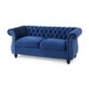 150220266991e7eae468f.jpeg Bernie Loveseat 62 Inch Sofa, Nailhead Trim, Solid Wood, Blue Tufted Fabric