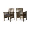 Gerry Dining Chair, Slatted Back Outdoor Natural Brown Wood, Dark Gray