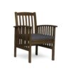 Gerry Dining Chair, Slatted Back Outdoor Natural Brown Wood, Dark Gray