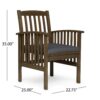 Gerry Dining Chair, Slatted Back Outdoor Natural Brown Wood, Dark Gray