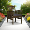 Gerry Dining Chair, Slatted Back Outdoor Natural Brown Wood, Dark Gray