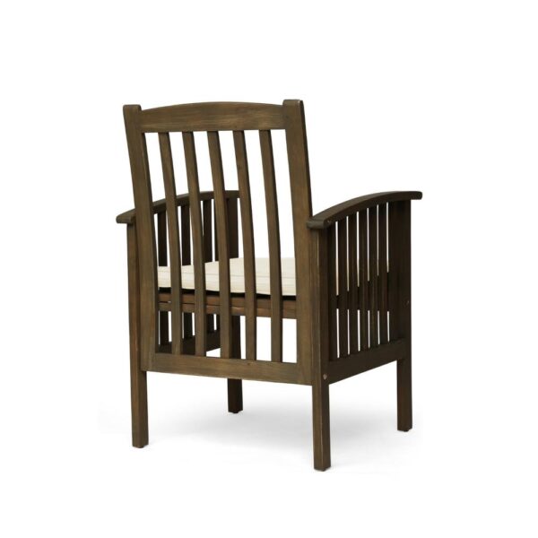 150220266991e8069a547.jpeg Gerry Dining Chair, Outdoor Traditional Slatted Gray Acacia Wood, Cream