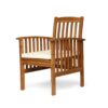 Gerry Dining Chair, Traditional Slat Design Brown Acacia Wood, Beige Fabric