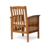 Gerry Dining Chair, Traditional Slat Design Brown Acacia Wood, Beige Fabric