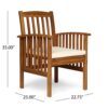 Gerry Dining Chair, Traditional Slat Design Brown Acacia Wood, Beige Fabric