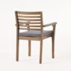 Dining Chair, Slatted Back, Modern, Teak Brown Acacia Wood, Gray Fabric