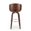 Zaine Swivel Barstool Chair, Walnut Veneer, Brown Faux Leather