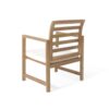 Outdoor Club Chair Set of 2, Slat Back, Brown Acacia Wood, White Fabric