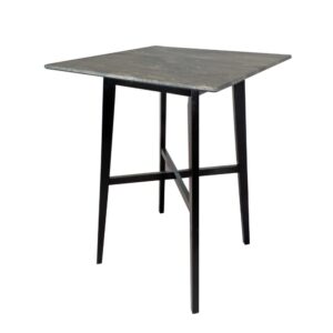Bar Height Table, Laminate Paladina Marble Top, 42 Inch, Rubberwood, Black