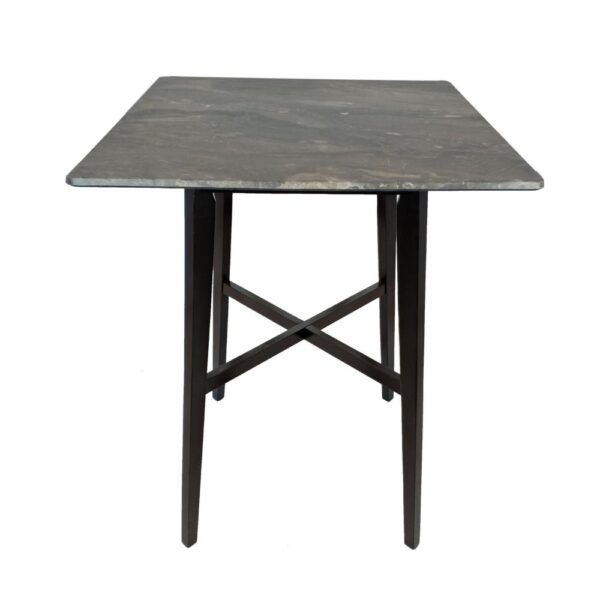 Bar Height Table, Laminate Paladina Marble Top, 42 Inch, Rubberwood, Black