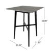 Bar Height Table, Laminate Paladina Marble Top, 42 Inch, Rubberwood, Black