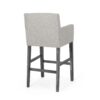 Counter Height Chair, H-Frame Base, Rubberwood, Light Gray Fabric