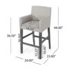 Counter Height Chair, H-Frame Base, Rubberwood, Light Gray Fabric