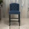 Counter Height Chair Set of 2, Tufted Wingback, Nailhead Trim, Navy Blue