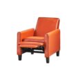 150220266991e89d7ea07.jpeg Zuca Pushback Recliner Club Chair, Black Wood, Orange Floral Faux Leather