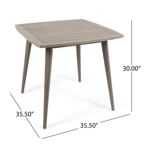 150220266991e8b788fb1.jpeg Lexy Outdoor Dining Chair, Square 36 Inch, Gray Acacia Wood, Tapered Legs