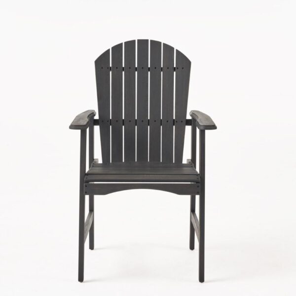Pima Outdoor Dining Chair Set of 2, Adirondack Dark Gray Acacia Wood