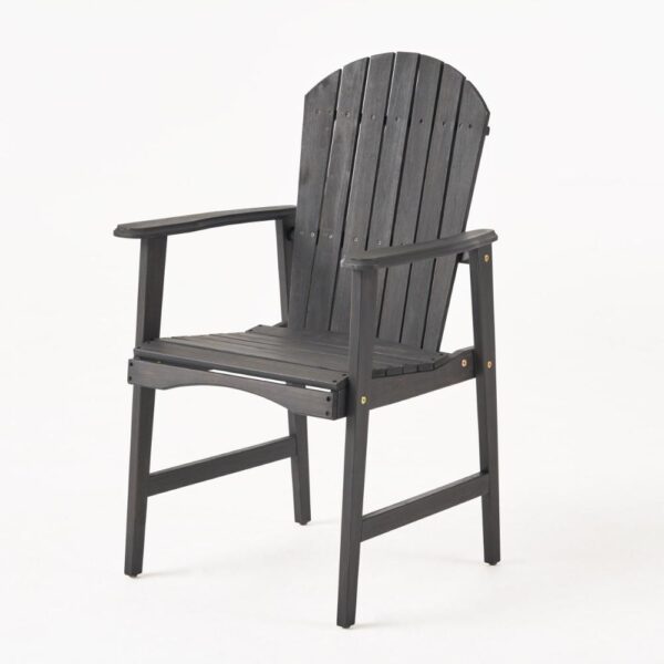 Pima Outdoor Dining Chair Set of 2, Adirondack Dark Gray Acacia Wood