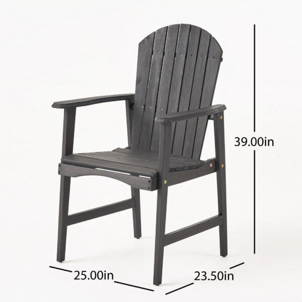 Pima Outdoor Dining Chair Set of 2, Adirondack Dark Gray Acacia Wood