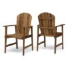 Pima Outdoor Dining Chair Set of 2, H Frame, Adirondack Brown Acacia Wood