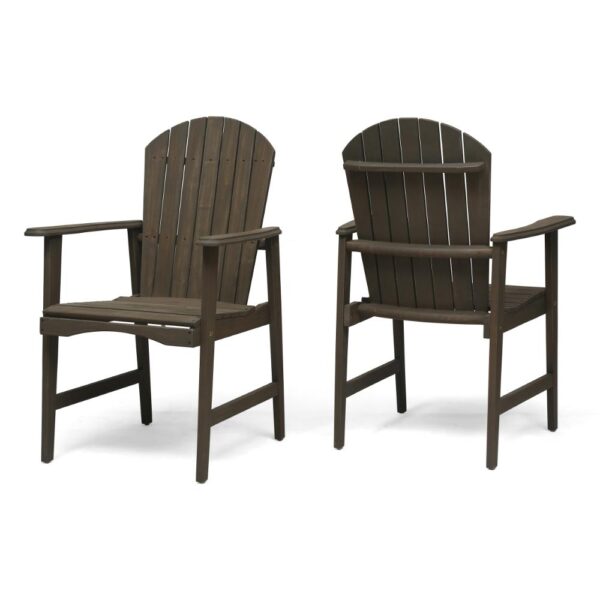 Pima Outdoor Dining Chair Set of 2, Adirondack Taupe Gray Acacia Wood