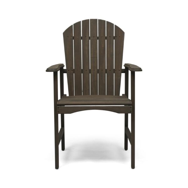 Pima Outdoor Dining Chair Set of 2, Adirondack Taupe Gray Acacia Wood