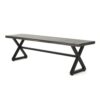 Romita Outdoor Dining Bench, X Shape Legs, Gray Metal, Black Steel, 63 Inch