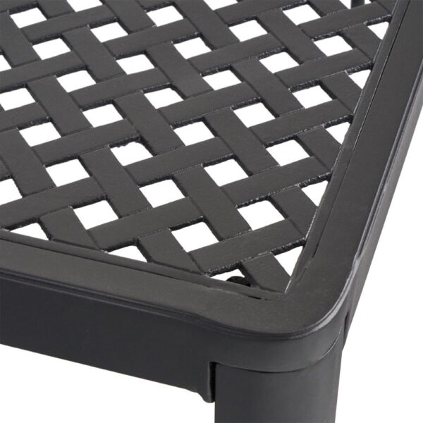Riley Outdoor Dining Table, Square 61 Inch Matte Black Metal Lattice