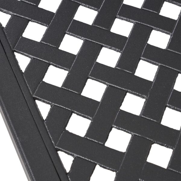 Riley Outdoor Dining Table, Square 61 Inch Matte Black Metal Lattice