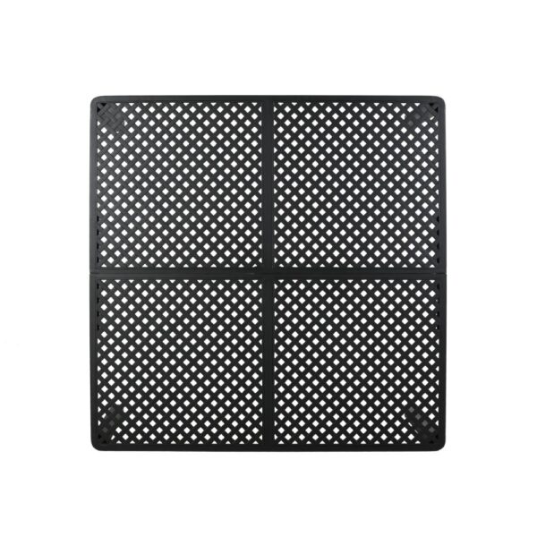 Riley Outdoor Dining Table, Square 61 Inch Matte Black Metal Lattice