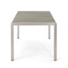 Eoin Outdoor Dining Table, Rectangular 71 Inch Gray Faux Wood, Metal Frame
