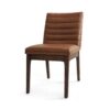 Lissa Dining Chair, Channel Stitching, Brown Polyester Cushions, Wood Legs
