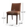 Lissa Dining Chair, Channel Stitching, Brown Polyester Cushions, Wood Legs