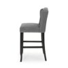 Seliva Barstool Chair Set of 2, Charcoal Gray, Tufted Back, Black Wood