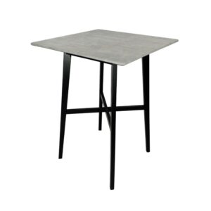 Ashi Bar Height Dining Table, 31 Inch, White Laminate, Black Wood Frame