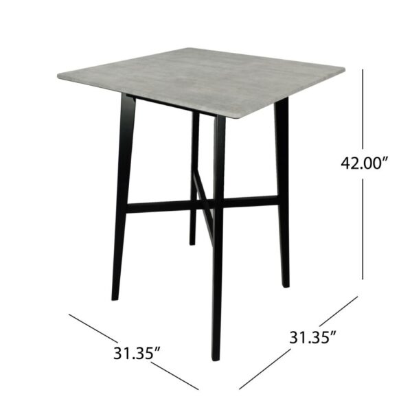 Ashi Bar Height Dining Table, 31 Inch, White Laminate, Black Wood Frame