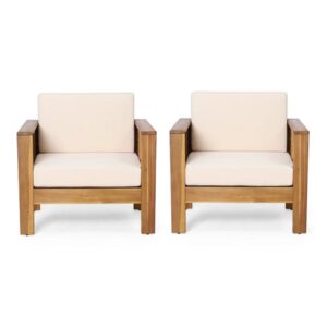 150220266991e93c406f9.jpeg Siyal Outdoor Club Accent Chair Set of 2, Soft Beige, Brown Acacia Wood