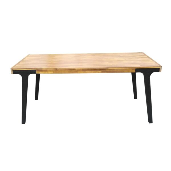 150220266991e9623d7b9.jpeg Sheldon Outdoor Dining Table, Rectangular 69 Inch Brown Wood, Black