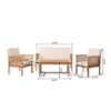 Sayan 4pc Outdoor Coffee Table Set, Loveseat, 2 Chairs, Beige, Brown