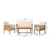Sayan 4pc Outdoor Coffee Table Set, Loveseat, 2 Chairs, Beige, Brown
