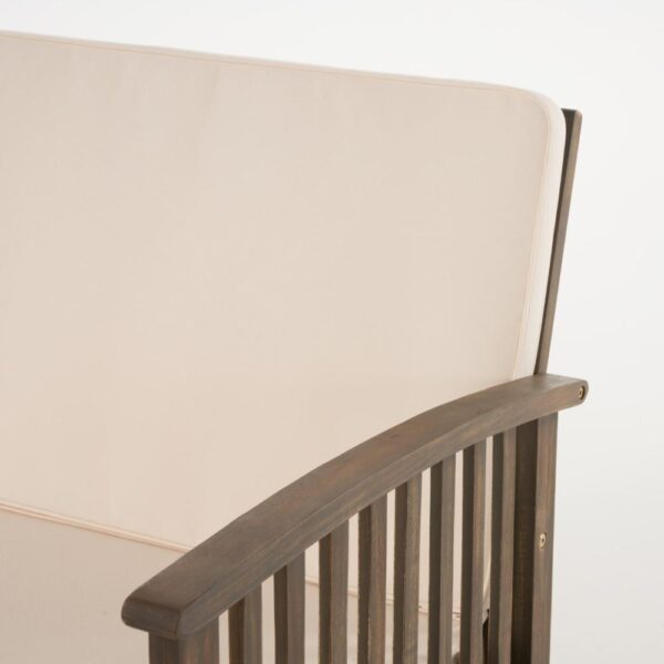 Sayan 4pc Outdoor Coffee Table Set, Loveseat, 2 Chairs, Beige and Gray