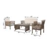 Sayan 4pc Outdoor Coffee Table Set, Loveseat, 2 Chairs, Beige and Gray