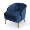 150220266991e9a45766a.jpeg Shale Accent Chair, Navy Blue Velvet, Curved Backrest, Brown Wood Legs